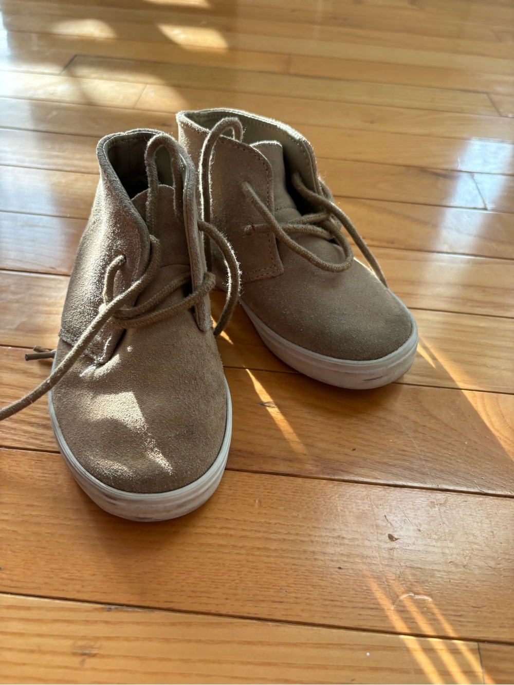 Janie and Jack Kids Suede Tan High-Top Sneakers